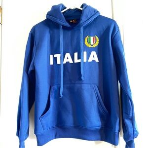 NWOT | Italia Crest Hoodie | Pullover Sweatshirt | Size M | Royal Blue